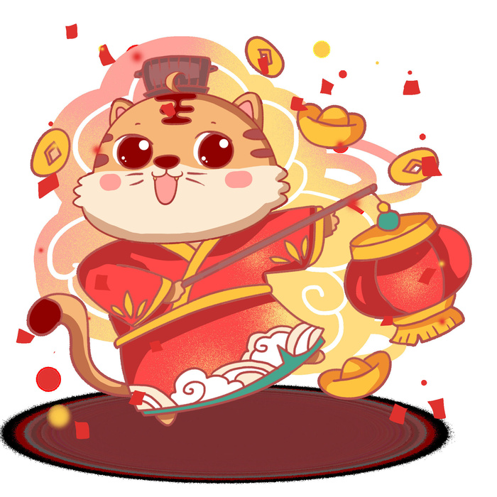 可爱2022年虎年吉祥物卡通形象新年海报元素AI矢量图PSD分层设计素材