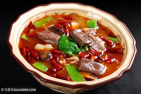 椒香鸡血中华美食摄影图