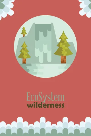 自然风景动物植物扁平矢量插画