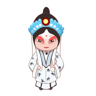 卡通京剧戏剧人物脸谱插画PNG图片 国潮中国风Q版戏剧人物PS素材