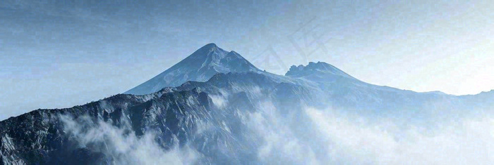 高山云层冰山雪山云雾意境，自然风景摄影图(1904x640)