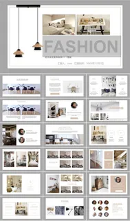 室内设计简约风格PPT模板ppt模版