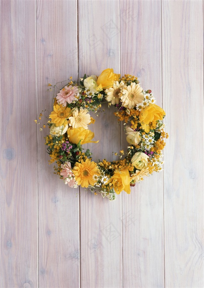 花环之玫瑰与菊花