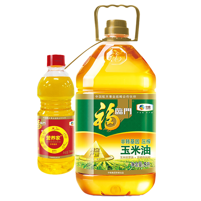 中粮福临门玉米油5升超市商品白底图免抠实物摄影png格式图片透明底