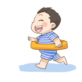 男孩去游泳