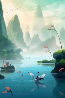 清新唯美夏日节气国风背景