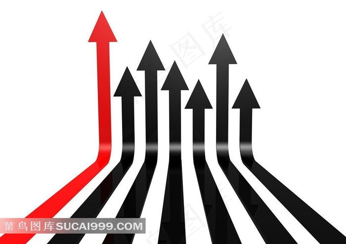 向上延伸的红黑色箭头创意高清图片