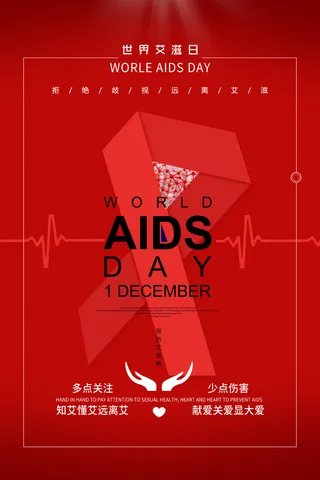 简约世界艾滋病日预防艾滋病海报