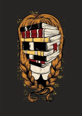 学习书本 麻花头发