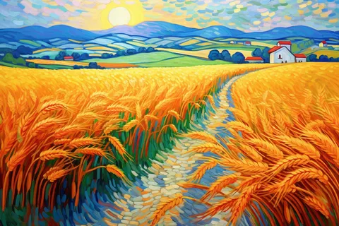 小满一望无际金灿灿麦田希望的田野丰收