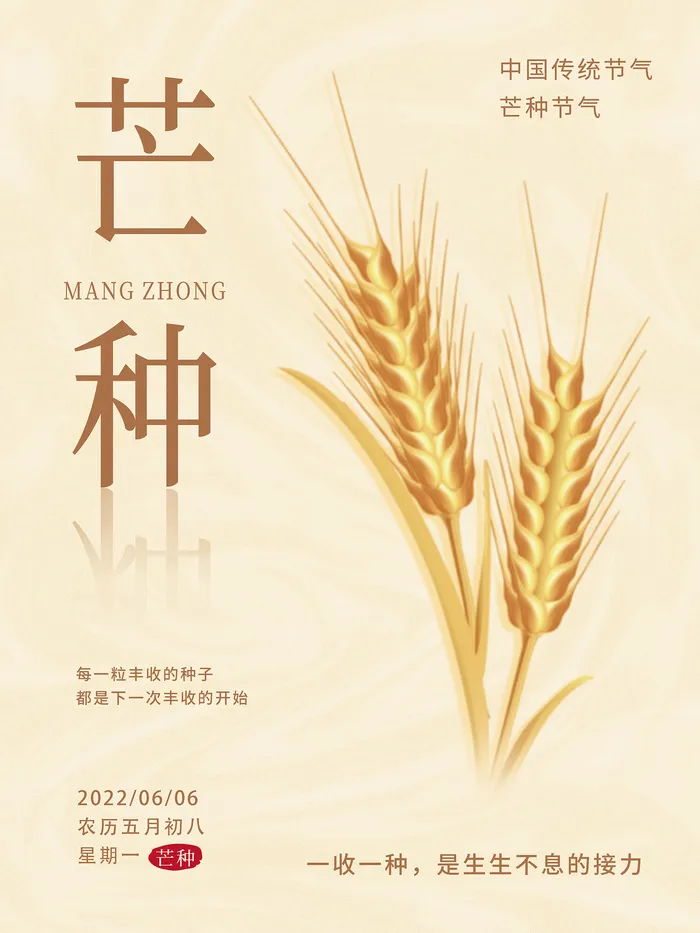 中国传统节气芒种节气宣传海报psd模版下载
