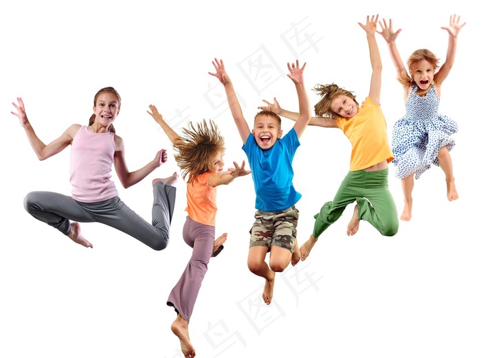 开心跳跃的孩子高清图片