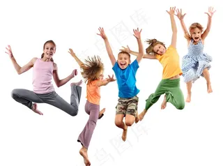 开心跳跃的孩子高清图片