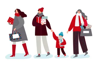 冬天服饰服装冬装穿冬装保暖冬季卡通人物男女装Ai矢量图片素材