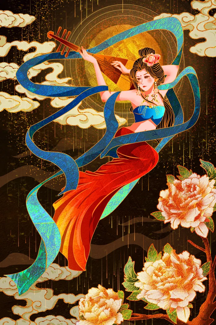 敦煌系列国潮插画(1701x2551)psd模版下载