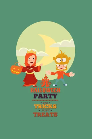 万圣节小鬼捣蛋儿童矢量插画扁平