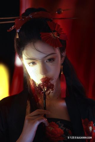 唯美曼珠沙华哥特写真汉服少女图片