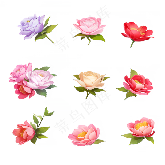 红色 粉色 手绘 免抠 PNG 玫瑰 花 素材10