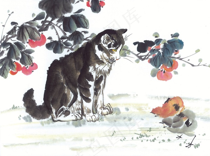 水墨猫国画图片jpg素材