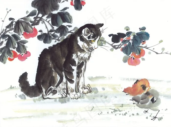 水墨猫国画图片jpg素材