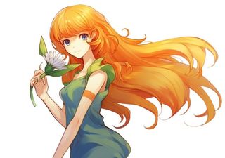 拿着花朵的女孩插画