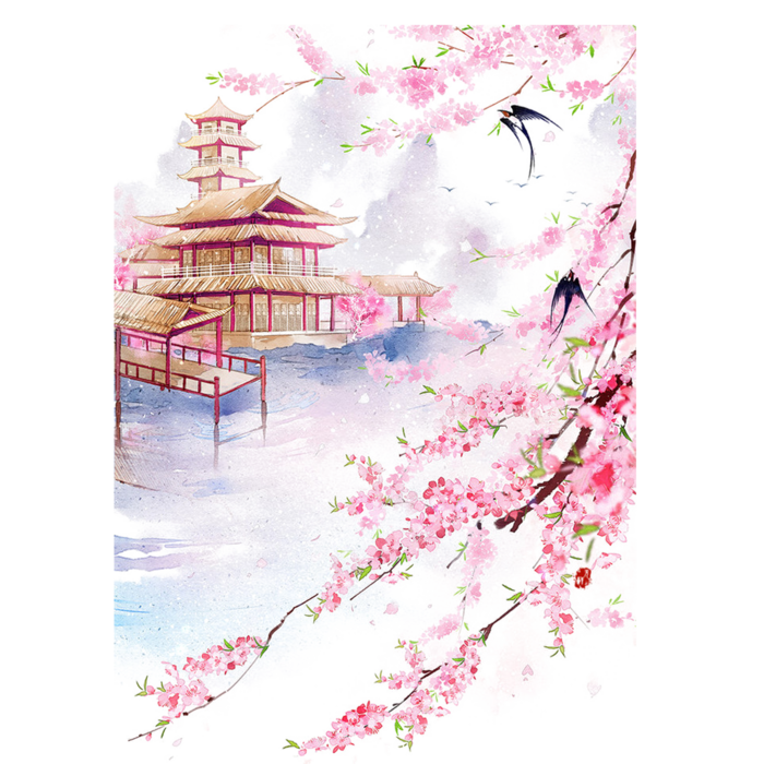 粉色简约风手绘鲜花花朵水墨画PNG素材图片 (83)