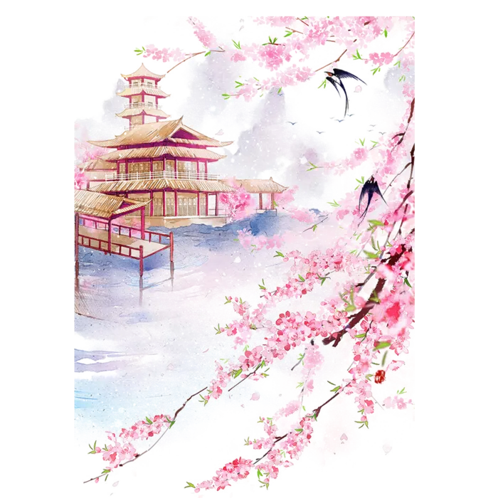 粉色简约风手绘鲜花花朵水墨画PNG素材图片 (83)