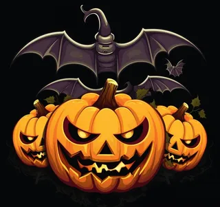 万圣节南瓜灯蝙蝠恐怖卡通插画背景