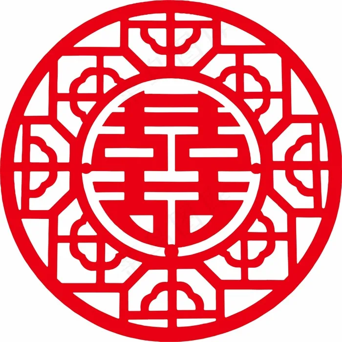 喜字剪纸 剪纸风元素ai矢量模版下载