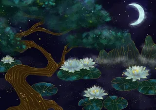 国潮鎏金复古烫金国风孔雀仙鹤装饰画素材PSD