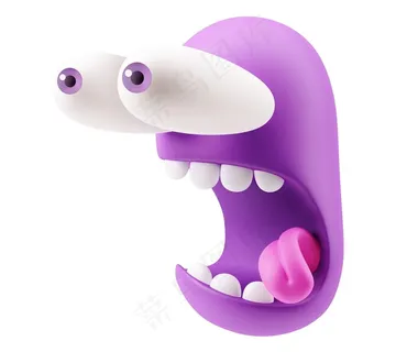 紫色惊讶夸张的q版卡通表情高清图片