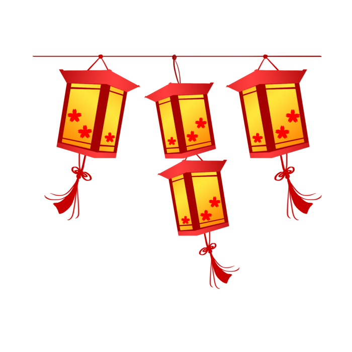 卡通手绘灯笼中秋节元宵节花灯新年海报元素PNG免扣PS素材