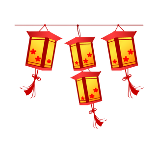卡通手绘灯笼中秋节元宵节花灯新年海报元素PNG免扣PS素材