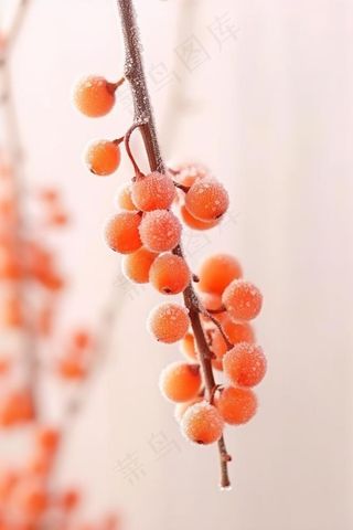 清爽冰霜果实橙色背景