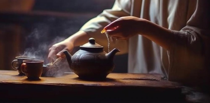 泡茶实物场景摄影背景(1360x670)