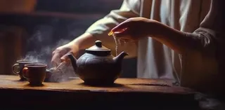 泡茶实物场景摄影背景