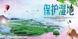 大气简约保护湿地公益环保宣传海报
