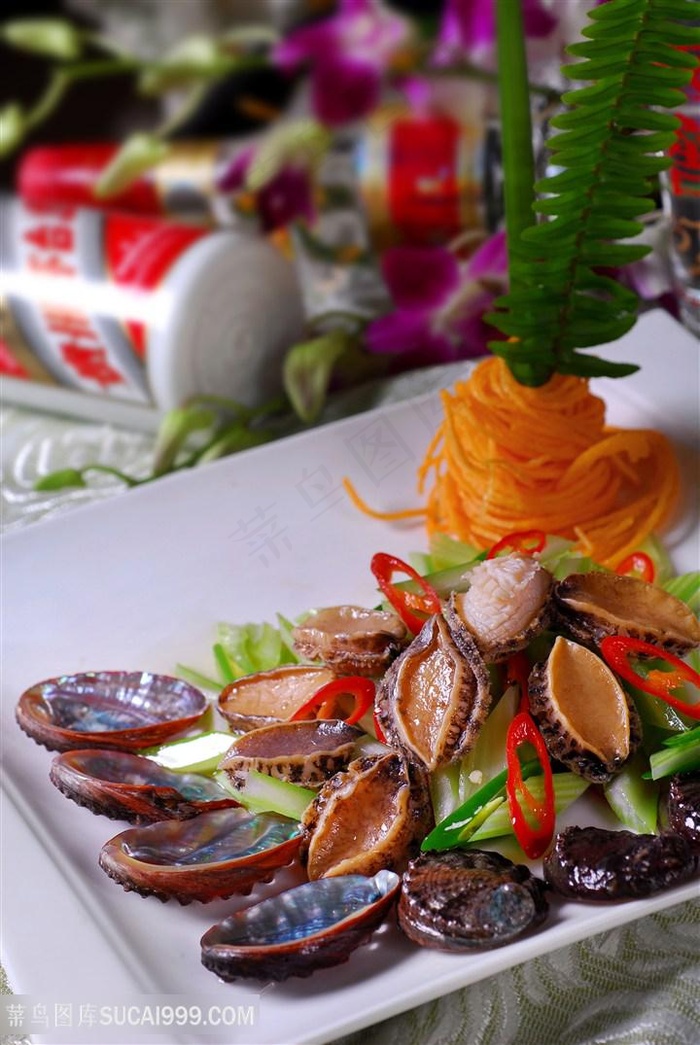 酱爆鲜鲍中华美食摄影图