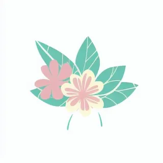 一丛花朵有绿叶手绘卡通png免抠