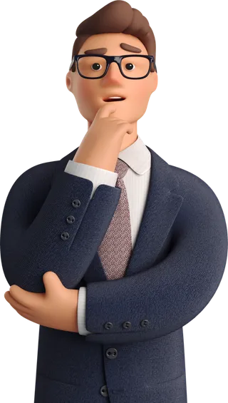 蓝色商务穿正装3d立体思考的男人物