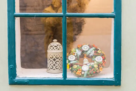 圣诞节装饰窗户门冬天新年装饰室内外场景(83)