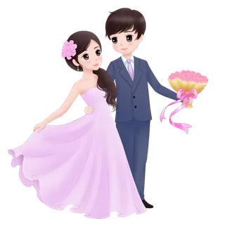 婚纱卡通人物婚礼白纱结婚婚纱摄影手绘