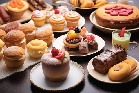 下午茶甜点蛋糕面包摄影图