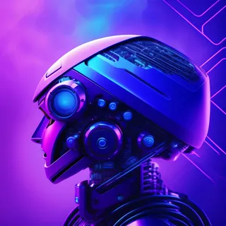 蓝色ai机器大脑插画