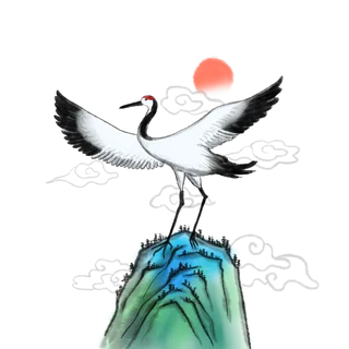 中国风水墨白鹤I免扣素材