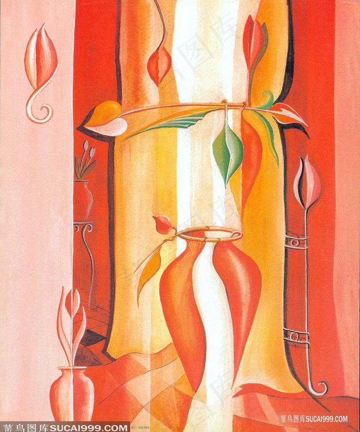 唯美花瓶时尚艺术插画
