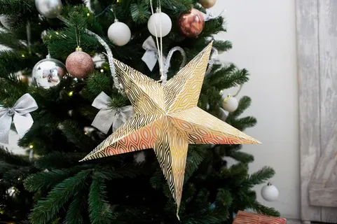 圣诞节圣诞树装饰挂件圣诞星星圣诞球特写近景(19)