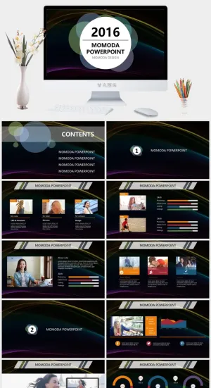 唯美文艺IOS风PPT模板预览图