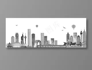 城市建筑剪影地标名胜古迹