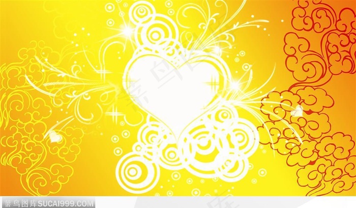 情人节物语-橙色的心形底纹